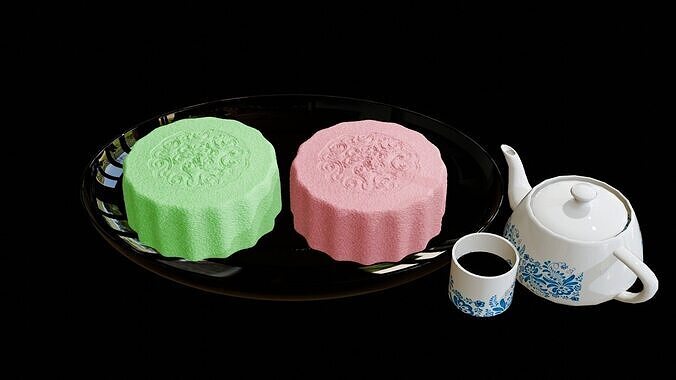 Chinese food sweet special moon cake Low-poly 3D model