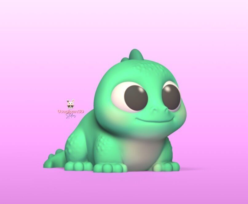 Cute Iguana Cartoon and Keychain Version 3D print model_2