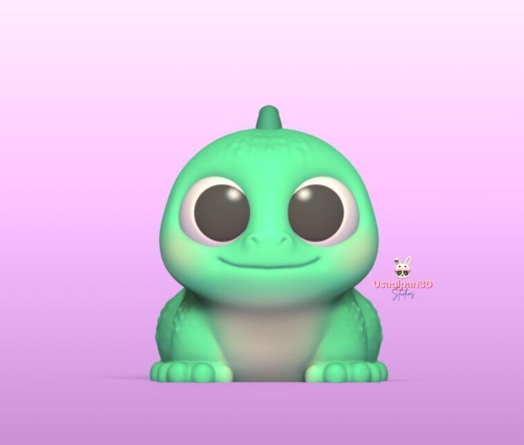 Cute Iguana Cartoon and Keychain Version 3D print model_5