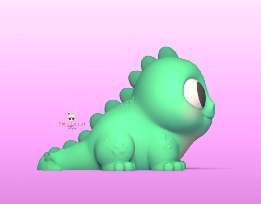 Cute Iguana Cartoon and Keychain Version 3D print model_3