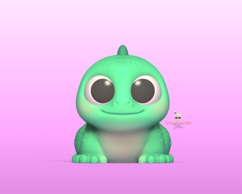 Cute Iguana Cartoon and Keychain Version 3D print model_1