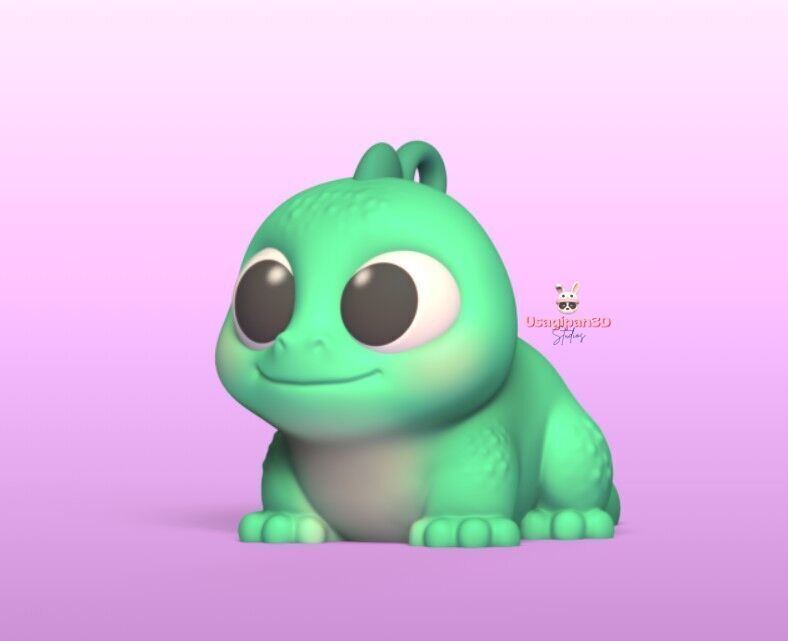 Cute Iguana Cartoon and Keychain Version 3D print model_6