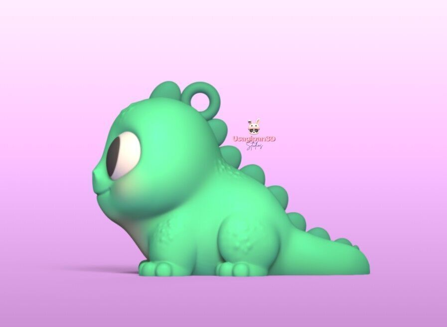 Cute Iguana Cartoon and Keychain Version 3D print model_7