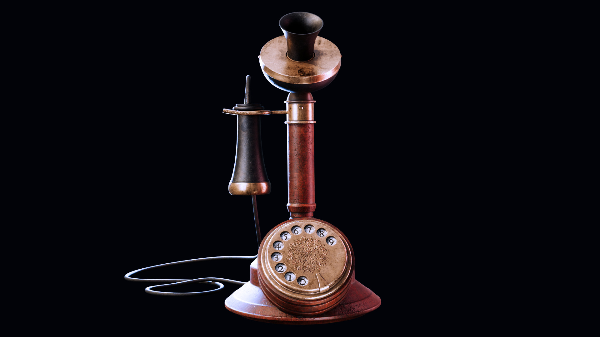 Vintage Candlestick Telephone  High-Quality 3D Model 3D model_4