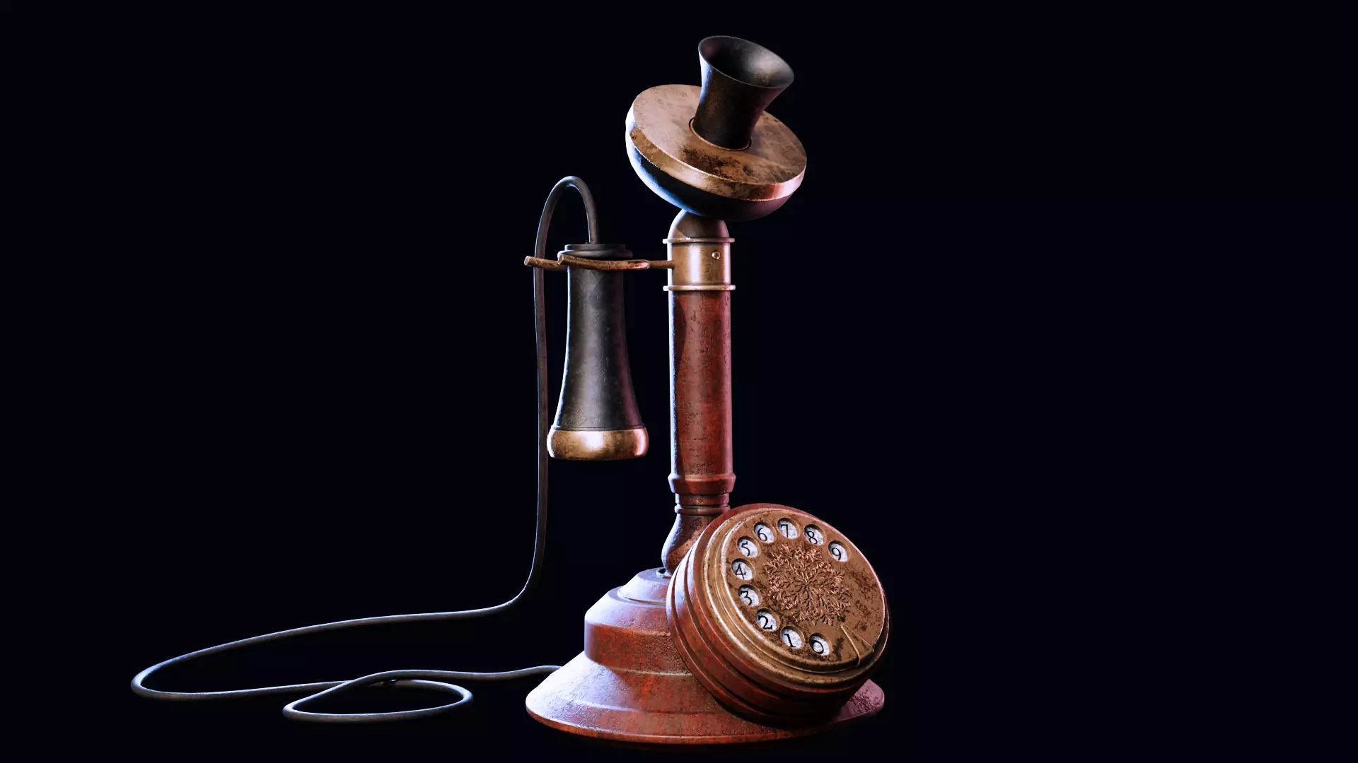 Vintage Candlestick Telephone  High-Quality 3D Model 3D model_0