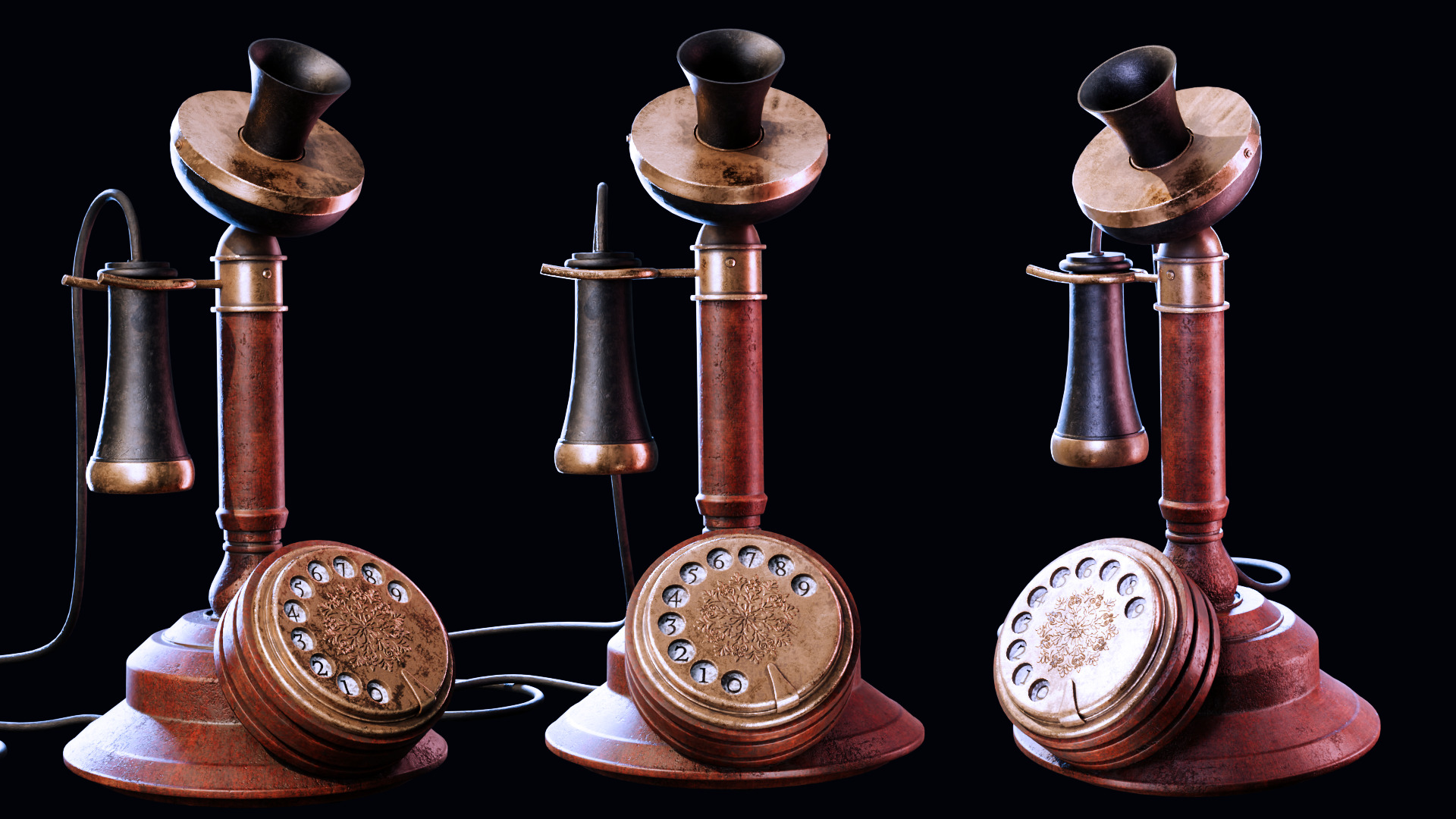 Vintage Candlestick Telephone  High-Quality 3D Model 3D model_5