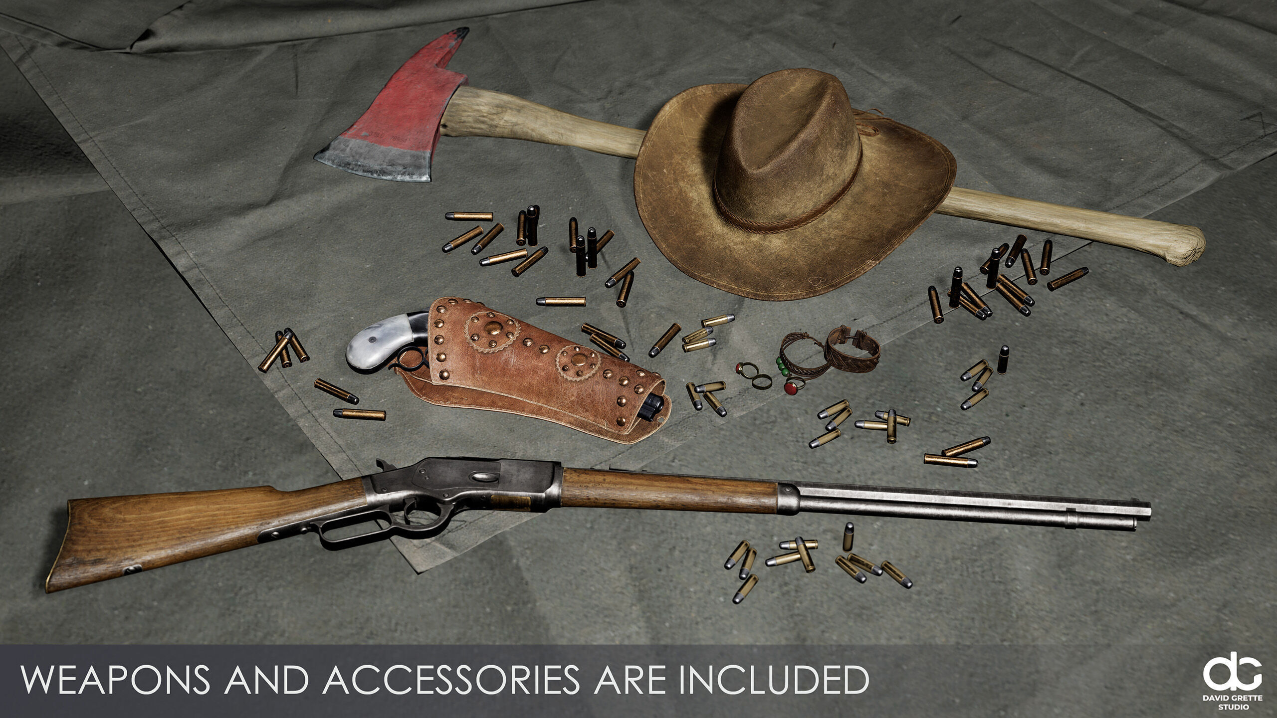Western Character Mary - Survival Shooter Cowboy Cowgirl Woman Low-poly 3D model_12