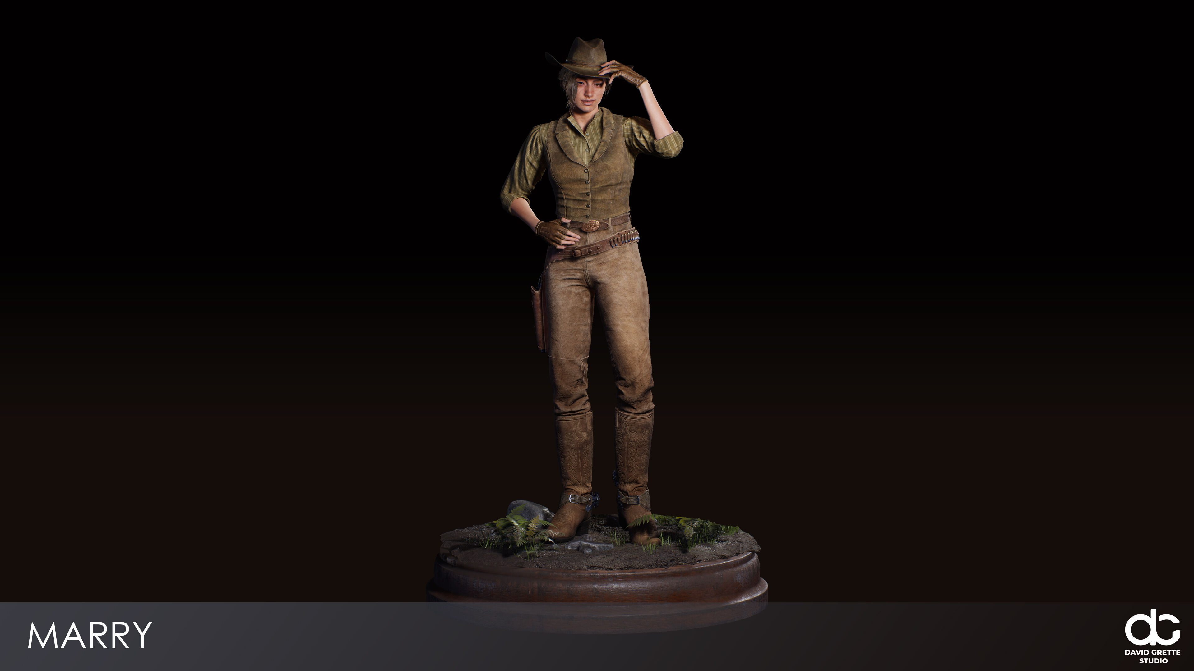 Western Character Mary - Survival Shooter Cowboy Cowgirl Woman Low-poly 3D model_2