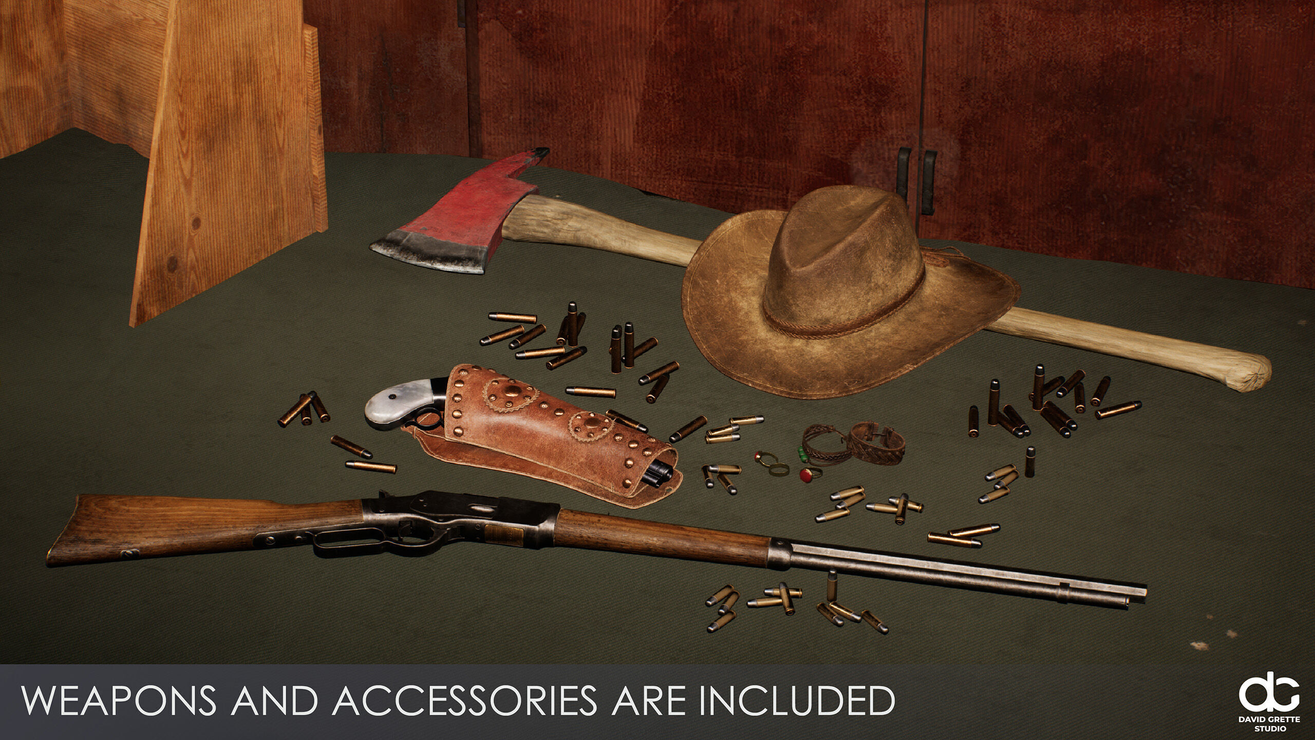 Western Character Mary - Survival Shooter Cowboy Cowgirl Woman Low-poly 3D model_25