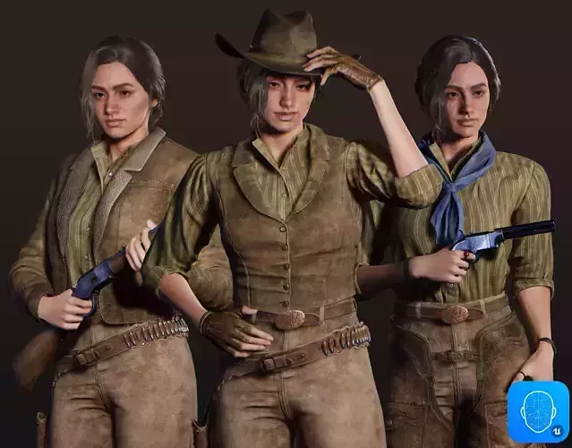 Western Character Mary - Survival Shooter Cowboy Cowgirl Woman Low-poly 3D model