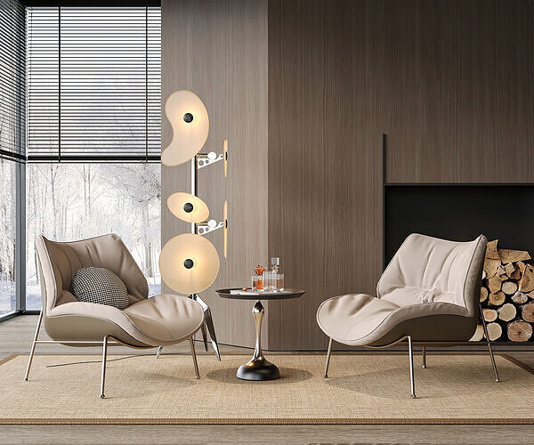 Modern Cozy Lounge Corner with Designer Chairs 284 3D model