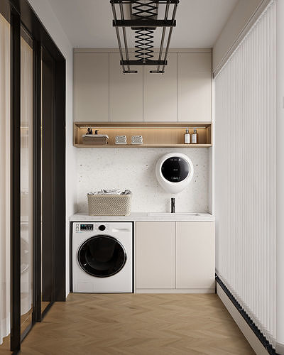 Modern Minimalist Laundry Room with Smart Washer 277 3D model