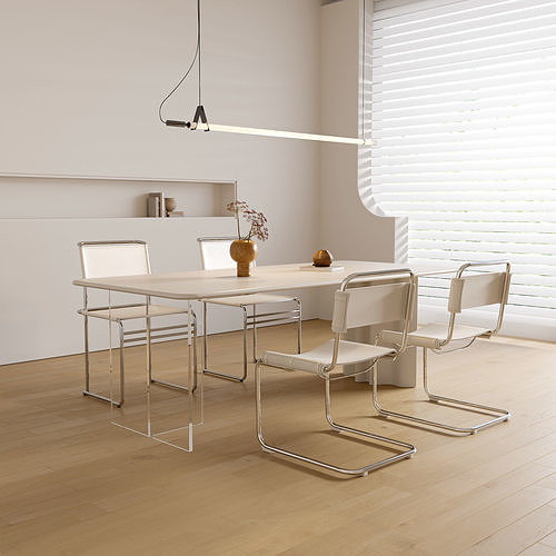 Modern Japandi Dining Room with Minimalist Chairs 274 3D model