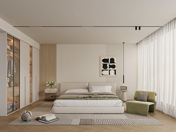 Modern Minimalist Bedroom 251 3D model