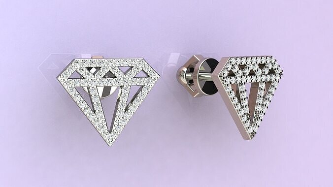 Diamond Earings 3D print model