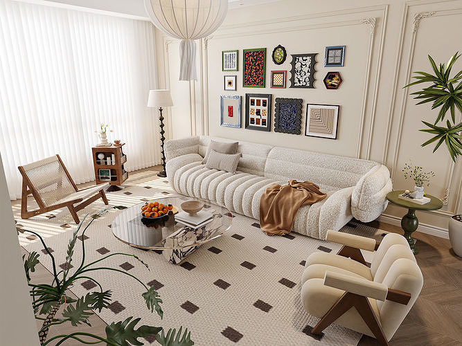 Modern Retro Living Room 246 3D model