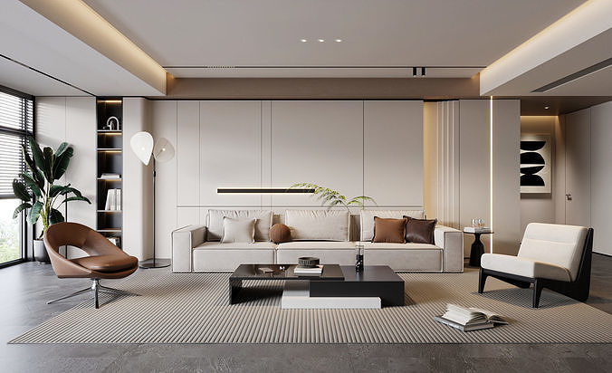 Modern Minimalist Living Room 236 3D model