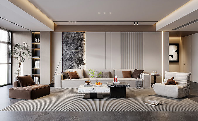 Modern Minimalist Living Room 235 3D model