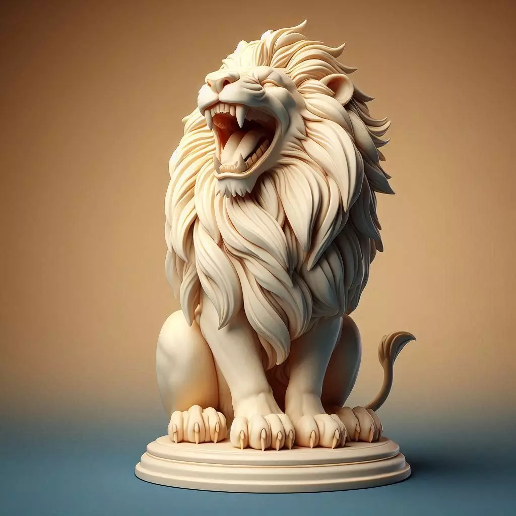 853 Laughing Lion with Majestic Mane Full Color pug 3D print model_0