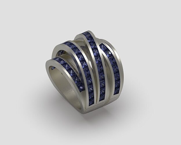 Ring R 211 channel set princess cut diamond band 3D print model