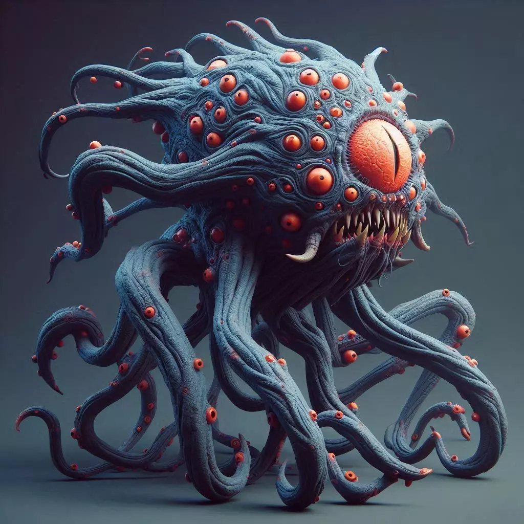 Tentacled monster Low-poly 3D model_0