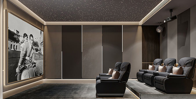 Modern Home Theater Room  217 3D model