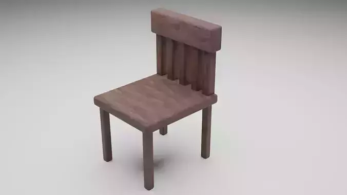 Low Poly Wooden Chair 3D Model Game Ready Blender FBX OBJ