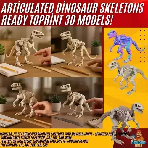 Articulated Mechanical Dinosaur Skeleton 3D model