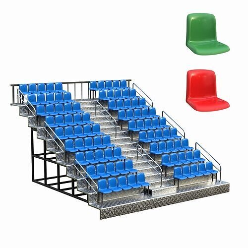 Stadium Bleacher - 3 Seat Colors Low-poly 3D model