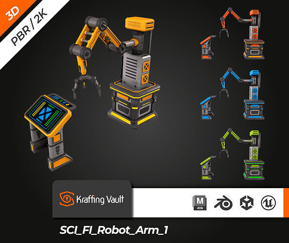 SCI-FI Robot Arm Low-poly 3D model