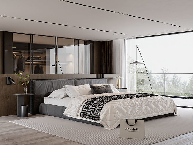 Modern Black and White Bedroom 199 3D model