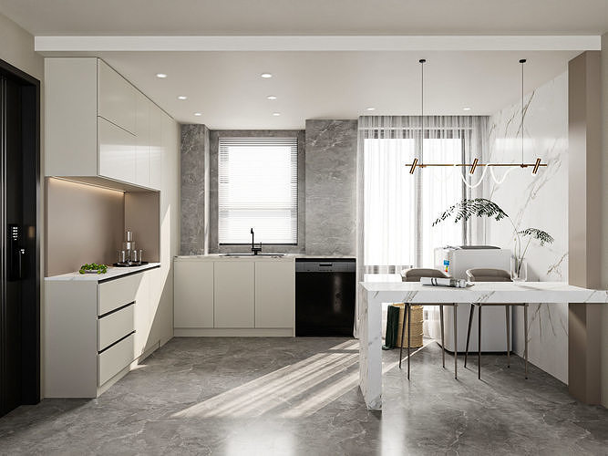 Minimalist Kitchen and Dining Area 166 3D model
