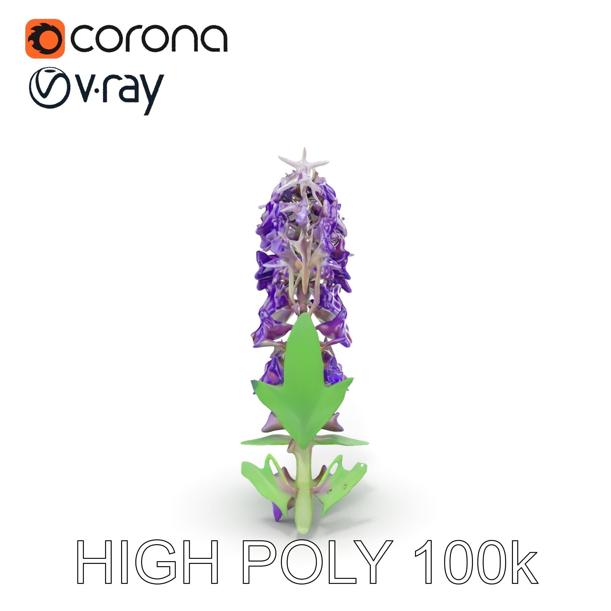 Purple Flower Model Pack with Multiple Levels of Detail Low-poly 3D model_17