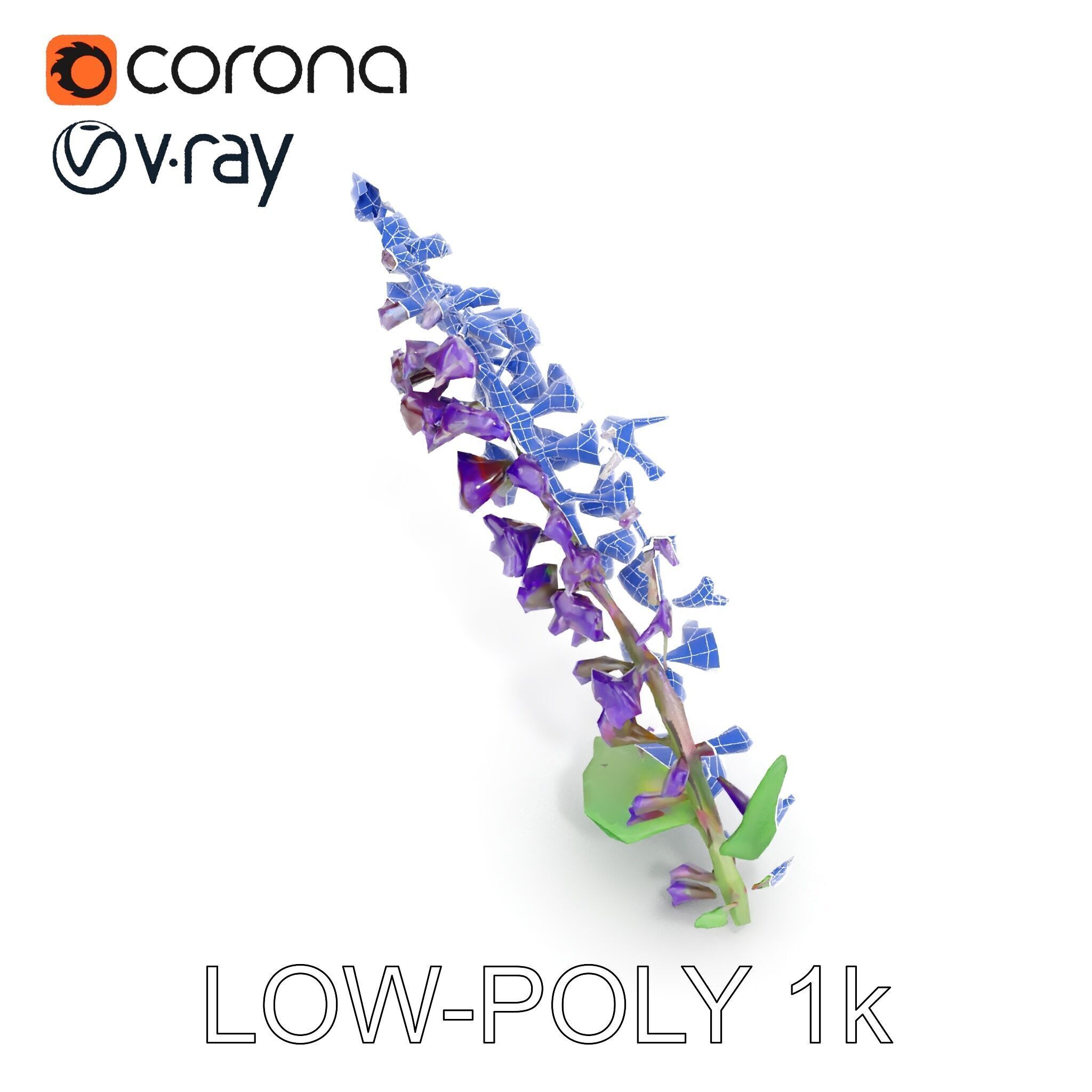 Purple Flower Model Pack with Multiple Levels of Detail Low-poly 3D model_26