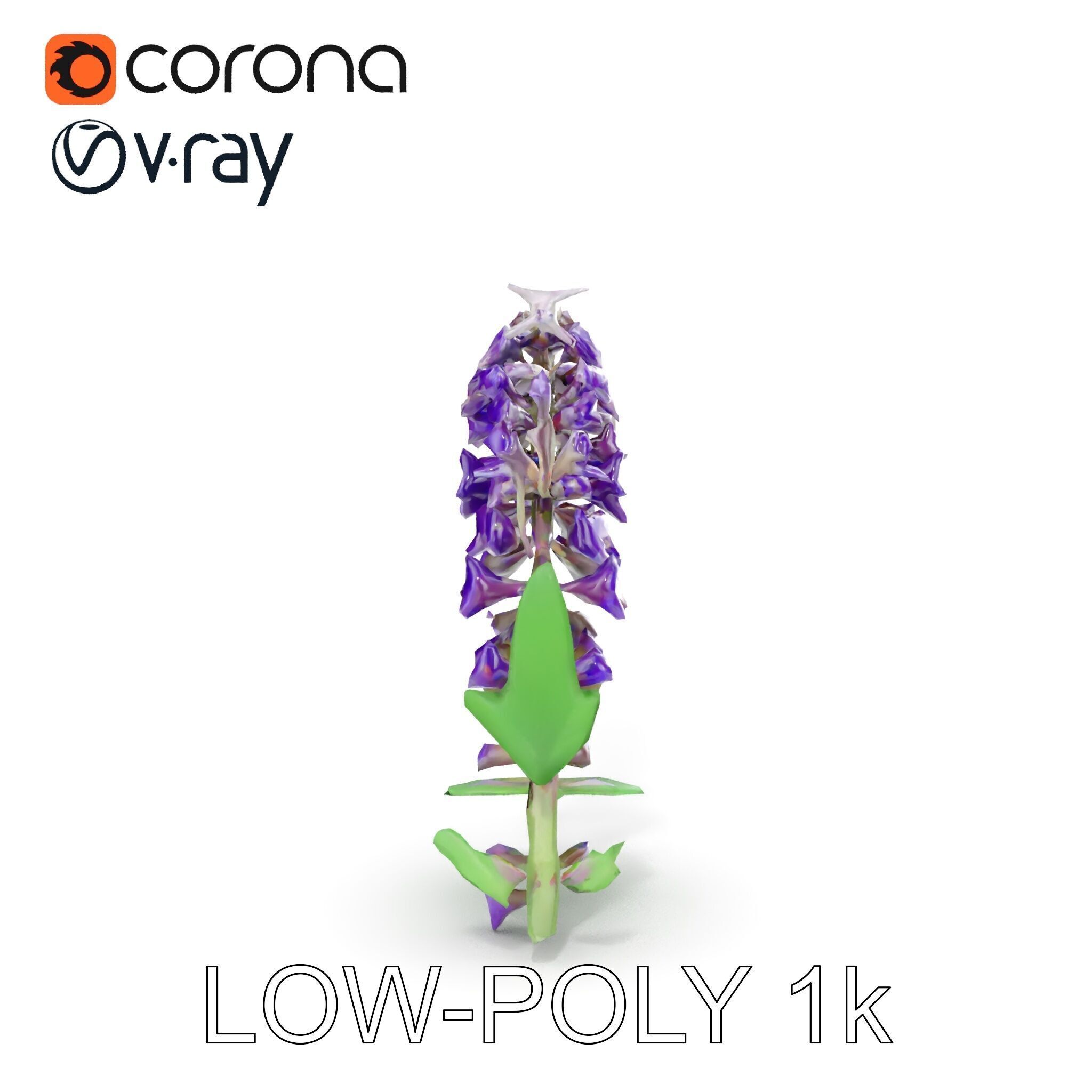 Purple Flower Model Pack with Multiple Levels of Detail Low-poly 3D model_24