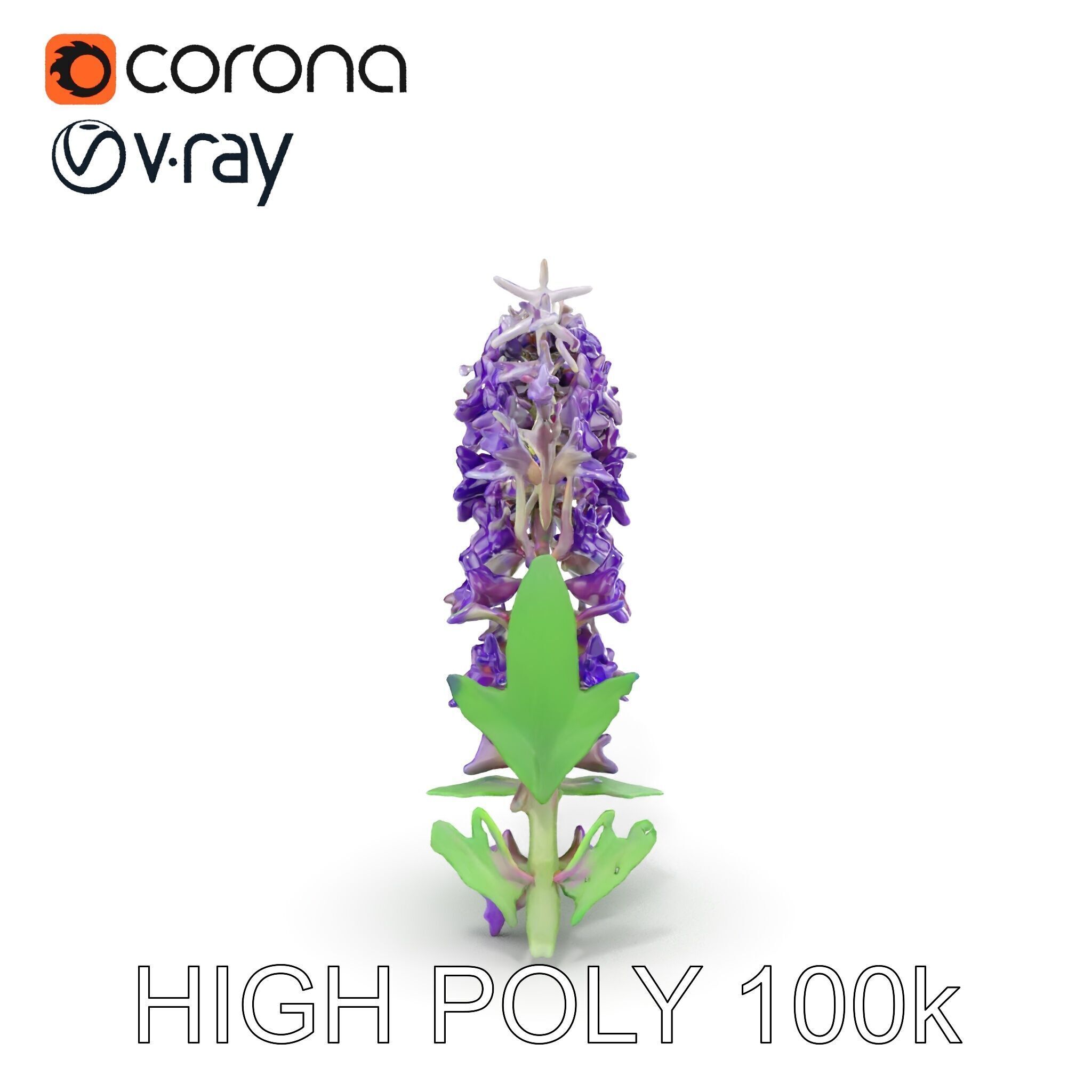 Purple Flower Model Pack with Multiple Levels of Detail Low-poly 3D model_23