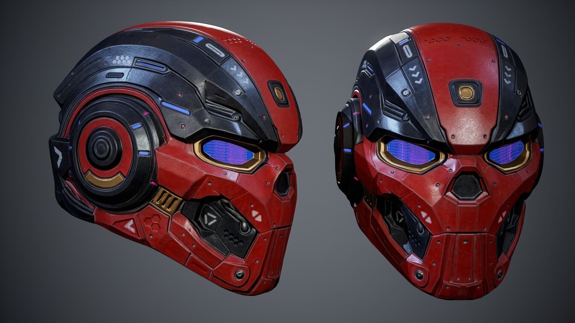 Sci-Fi Helmet p01 Low-poly 3D model_10
