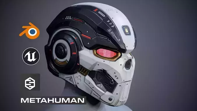 Sci-Fi Helmet p01 Low-poly 3D model