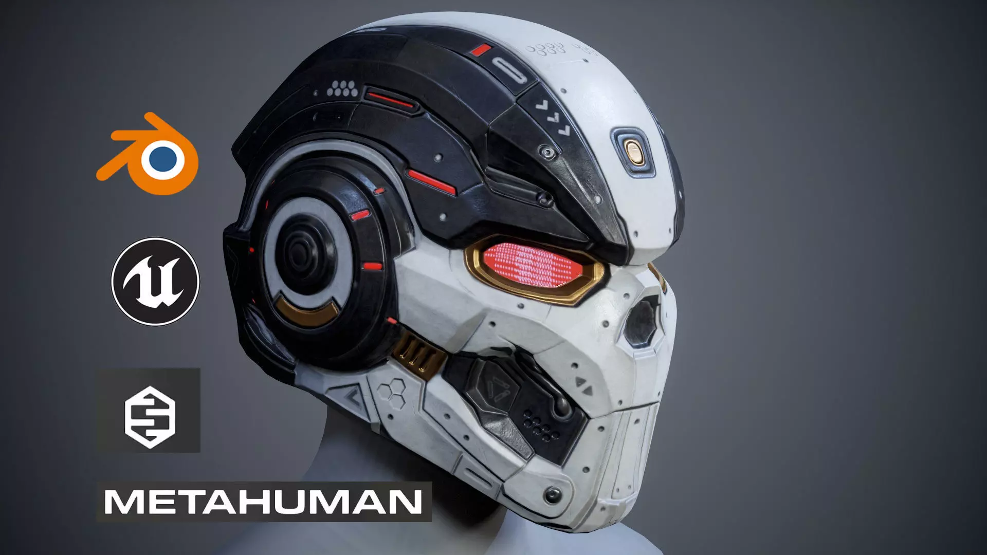 Sci-Fi Helmet p01 Low-poly 3D model_0