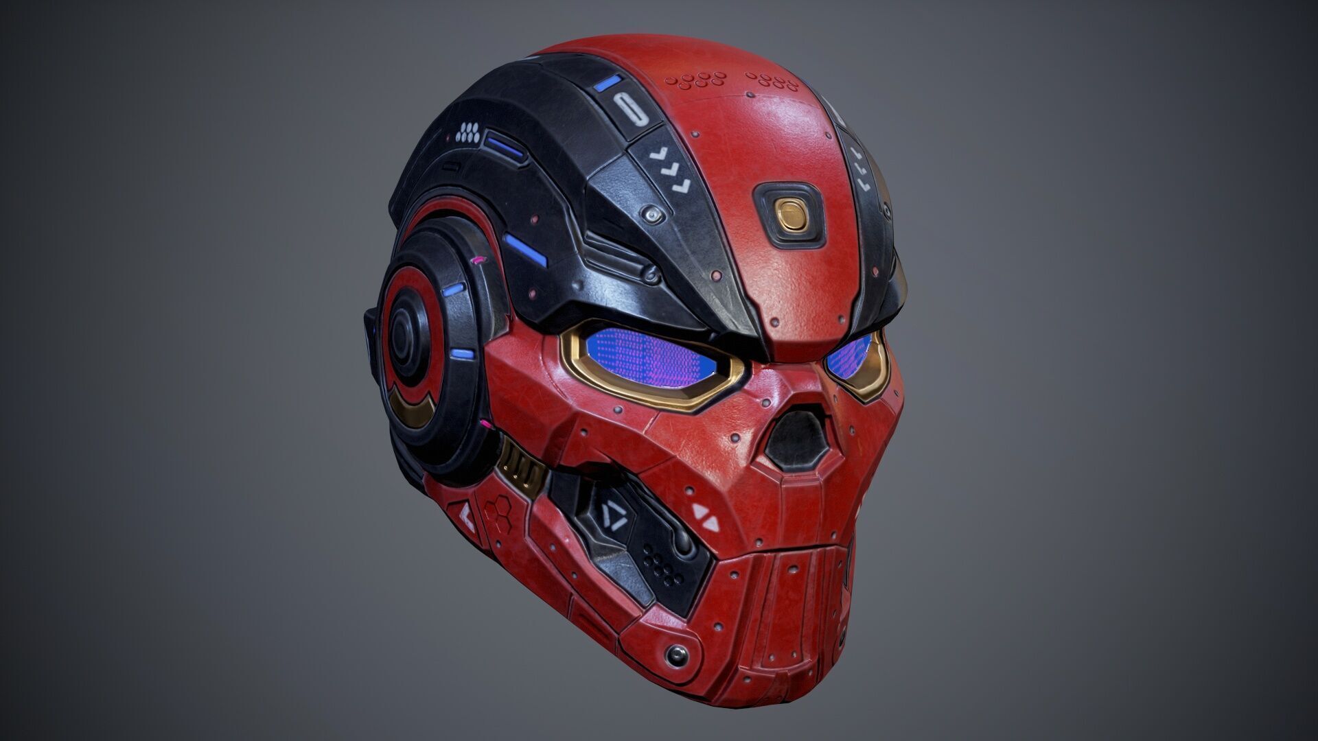 Sci-Fi Helmet p01 Low-poly 3D model_5