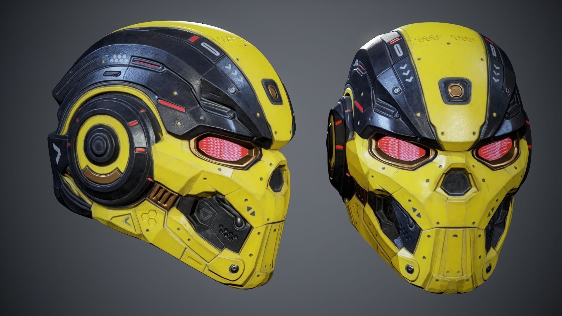 Sci-Fi Helmet p01 Low-poly 3D model_8