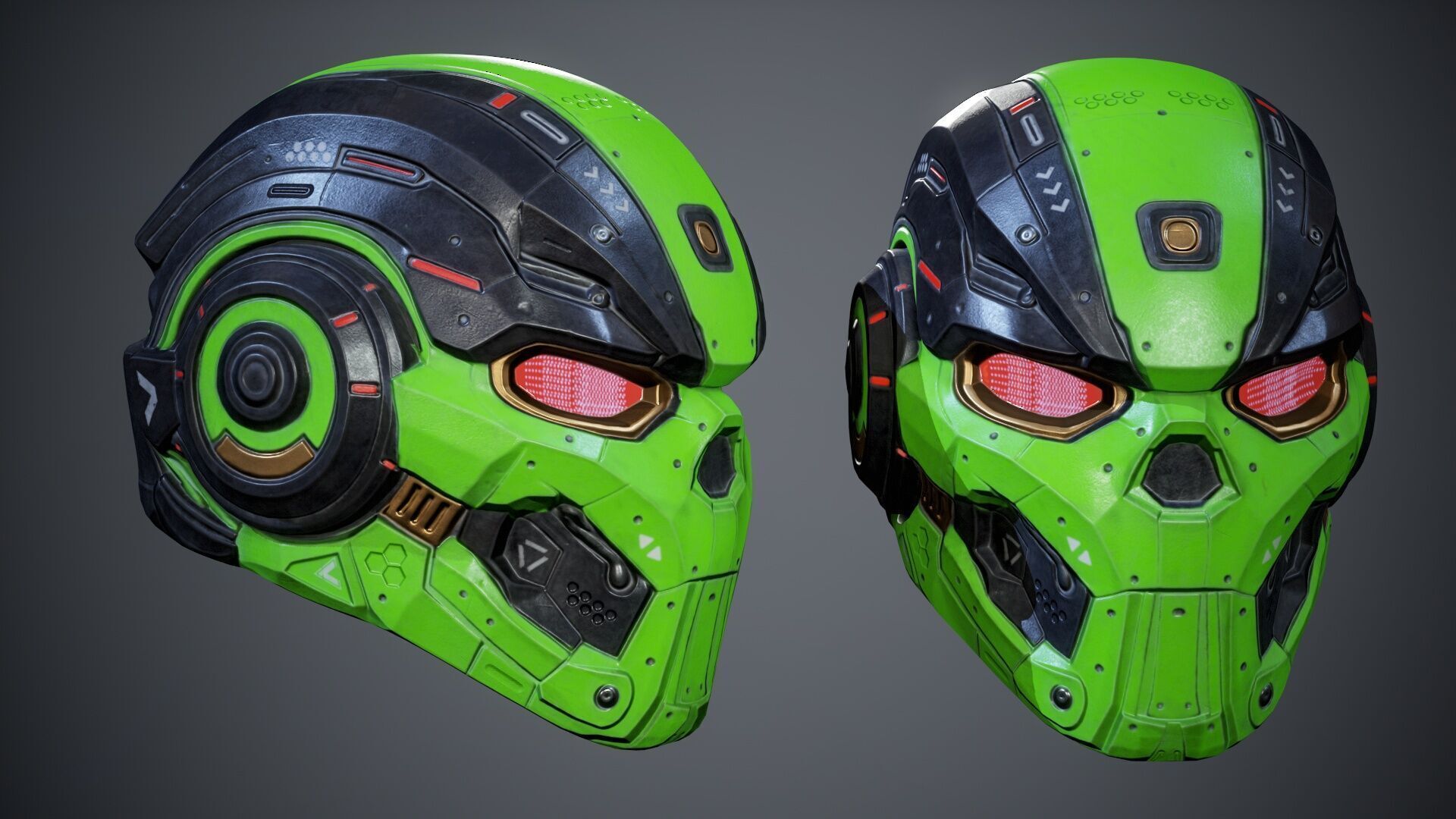 Sci-Fi Helmet p01 Low-poly 3D model_9