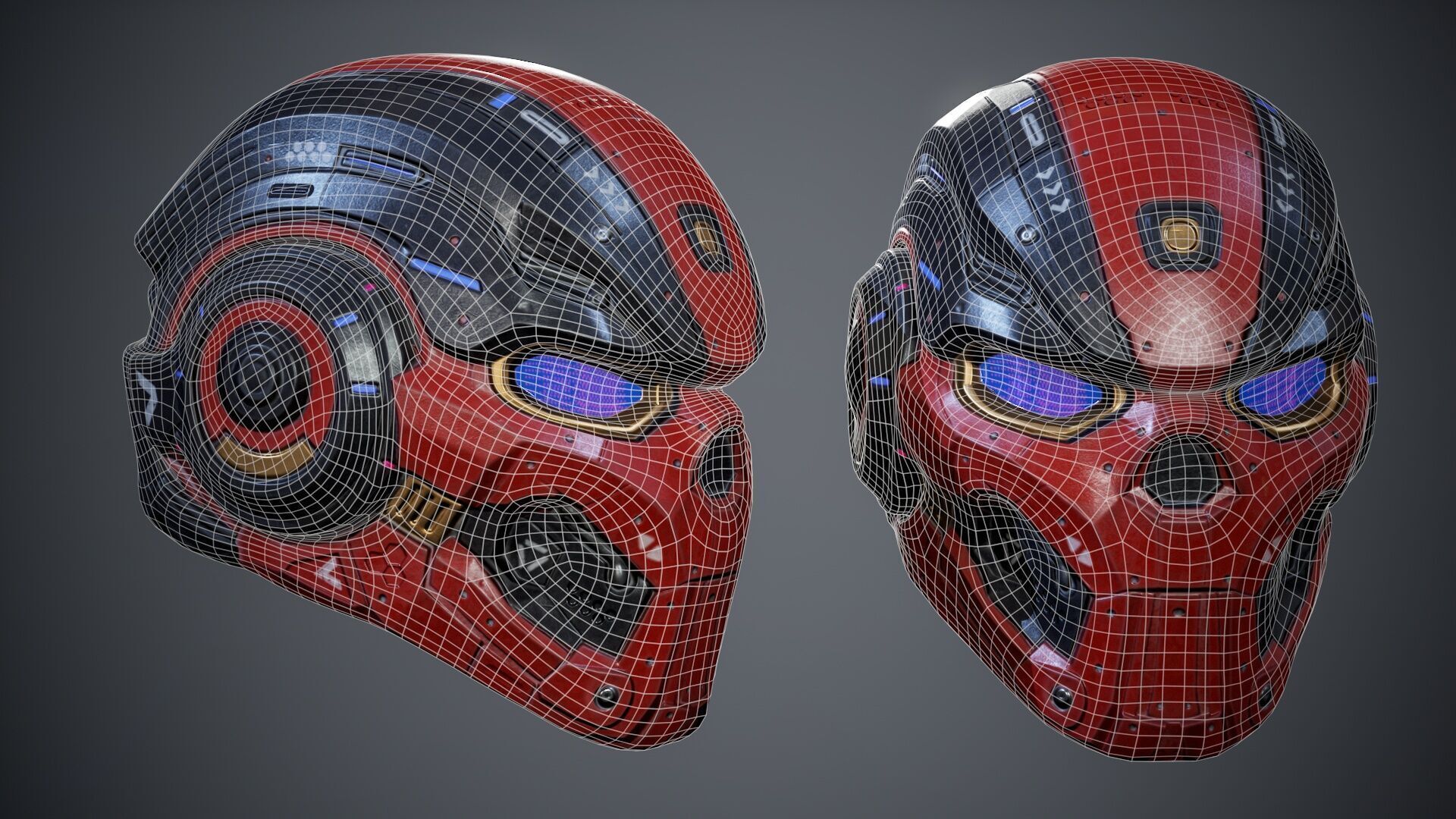 Sci-Fi Helmet p01 Low-poly 3D model_13