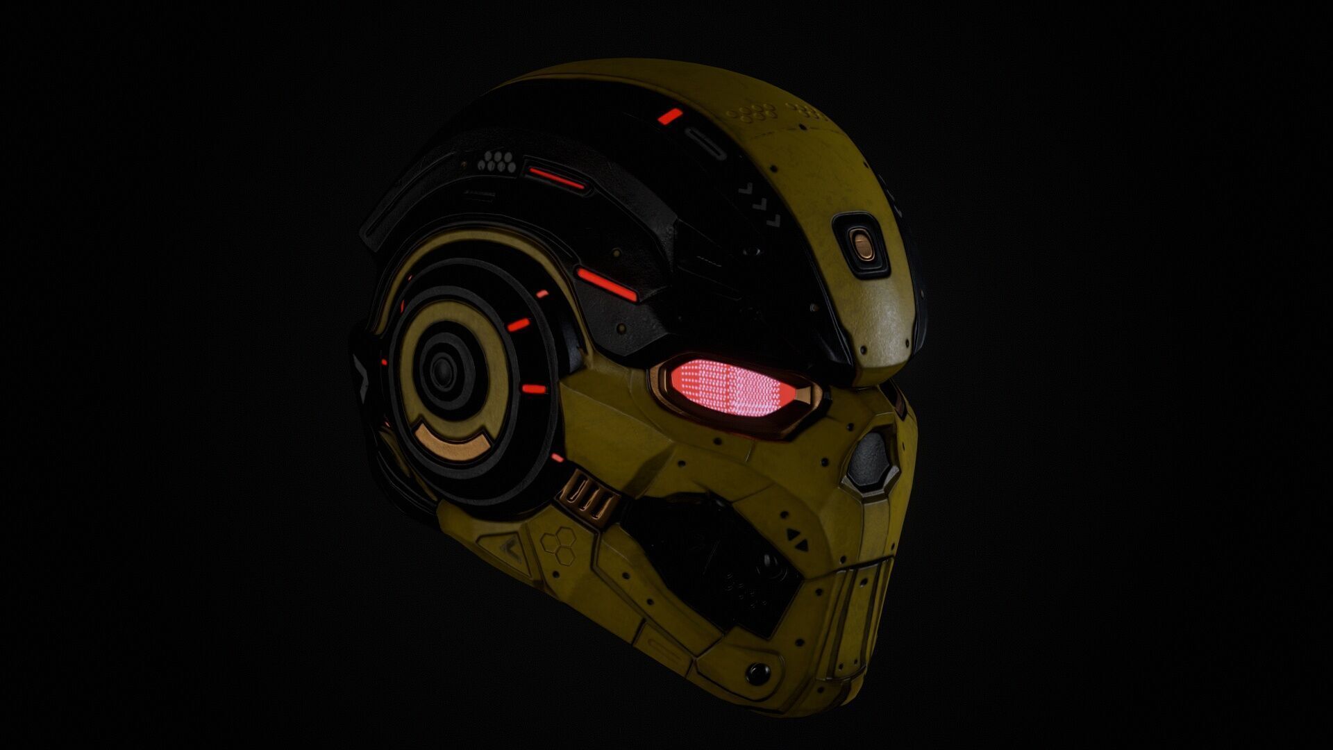 Sci-Fi Helmet p01 Low-poly 3D model_12