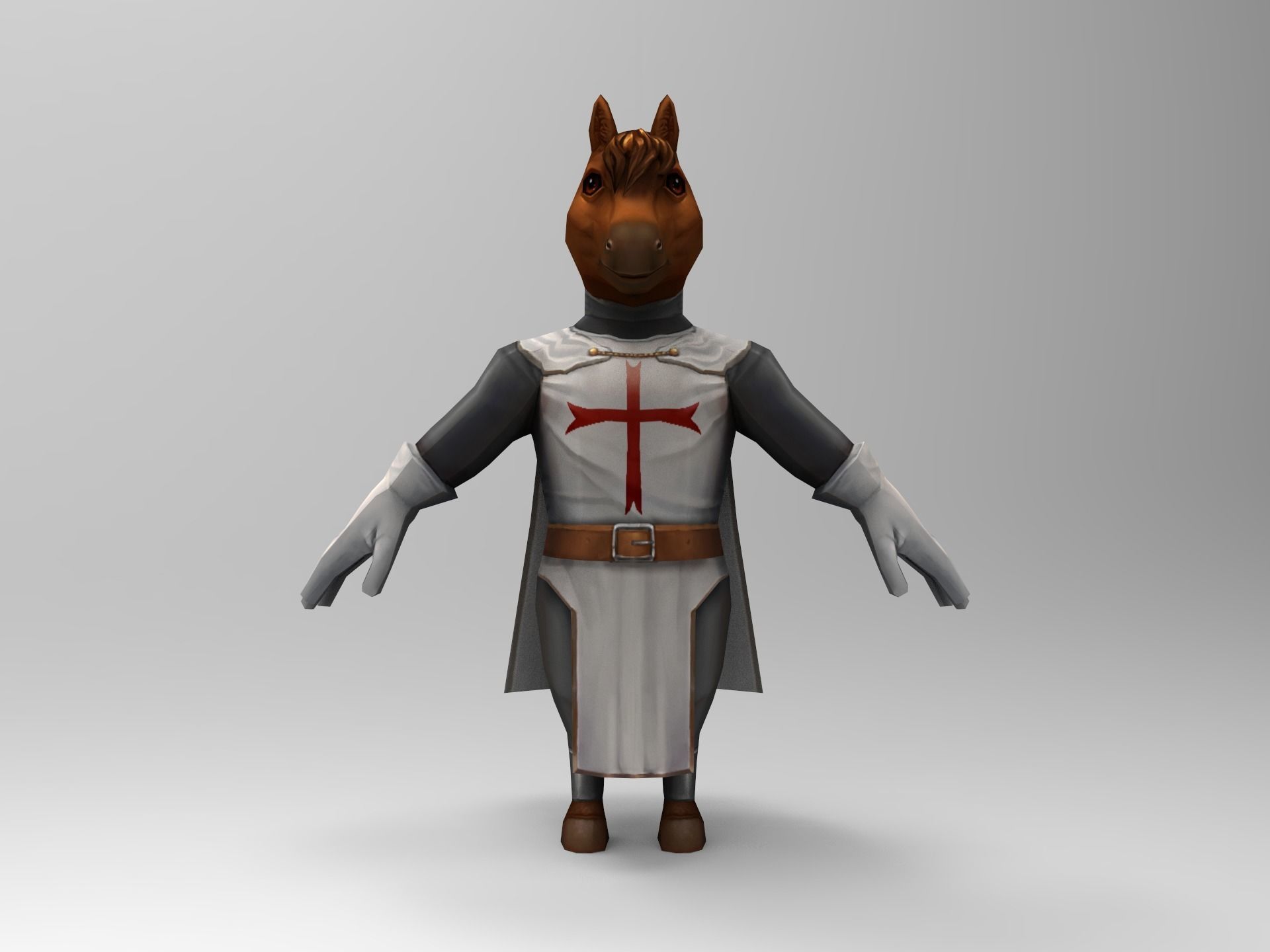 Knight Character Horse Low-poly 3D model_2