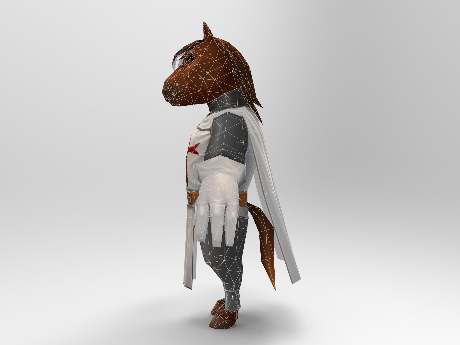 Knight Character Horse Low-poly 3D model_12