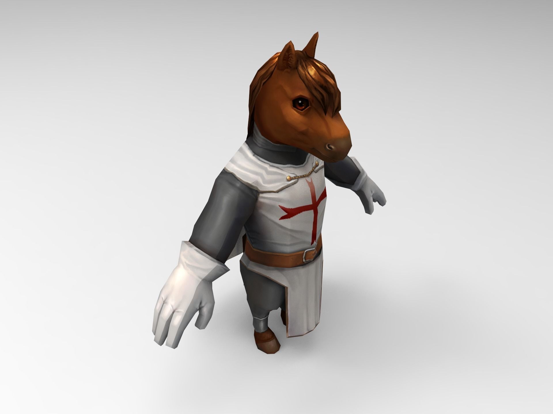 Knight Character Horse Low-poly 3D model_5