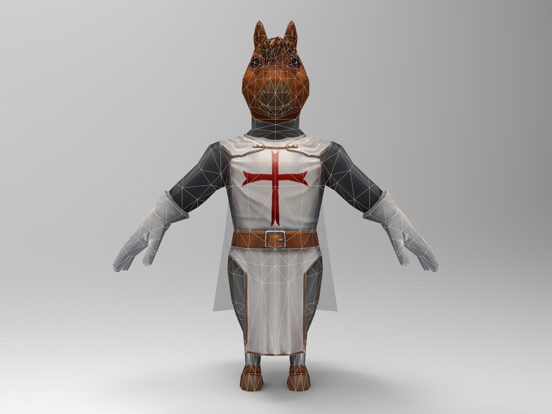 Knight Character Horse Low-poly 3D model_11