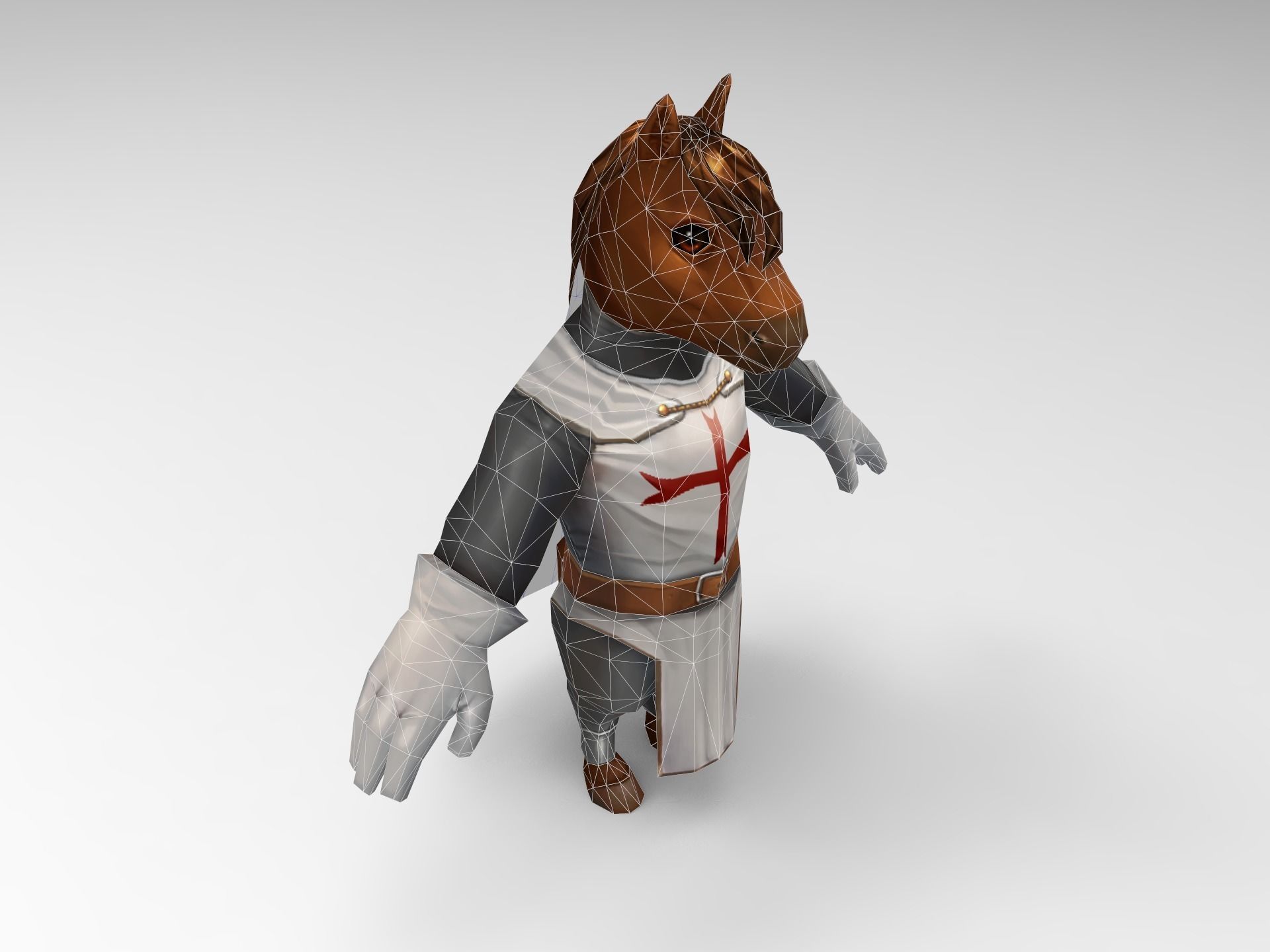 Knight Character Horse Low-poly 3D model_14