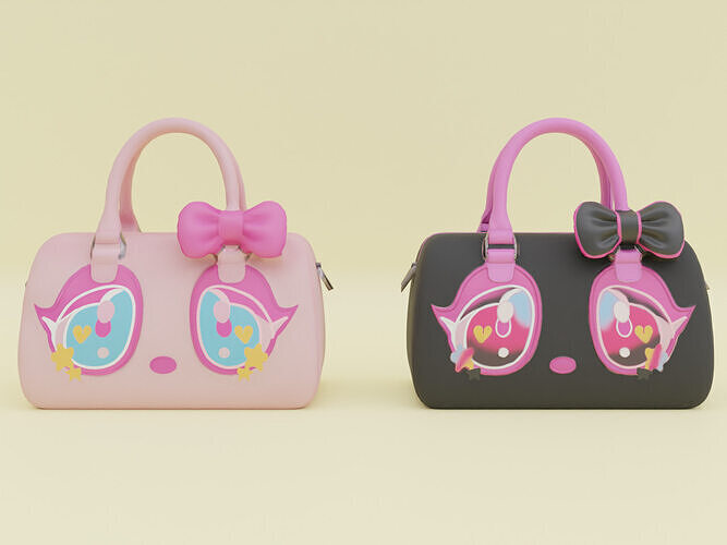 Kawaii Harajuku Eyes Handbag Low-poly 3D model